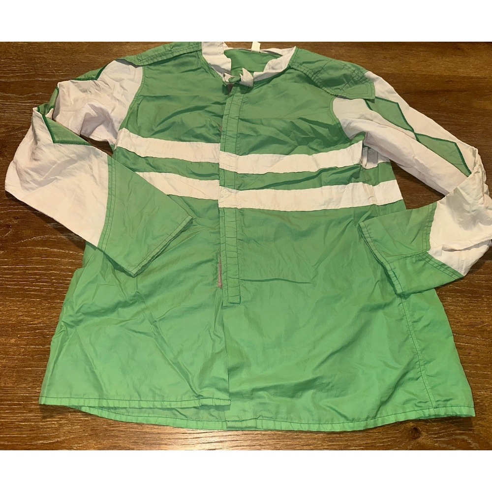 Vintage 70's Jockey Silks Horse Racing Track Suit Green & White Jockey Jacket